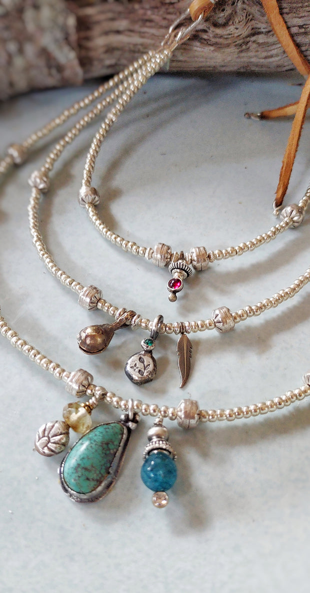 FREE SPIRIT - Multi-Strand Gemstone Long Layered Necklace - Art In Motion Jewelry & Metal Studio LLC