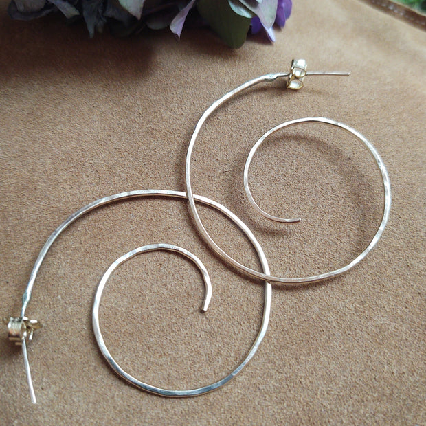 Spiral Hoop - Everyday Earrings - 14Kgf - Art In Motion Jewelry & Metal Studio LLC