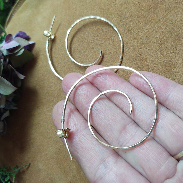 Spiral Hoop - Everyday Earrings - 14Kgf - Art In Motion Jewelry & Metal Studio LLC
