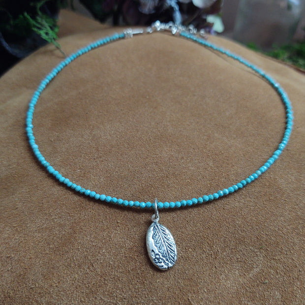 Turquoise Beaded ~ Silver Necklace - Art In Motion Jewelry & Metal Studio LLC