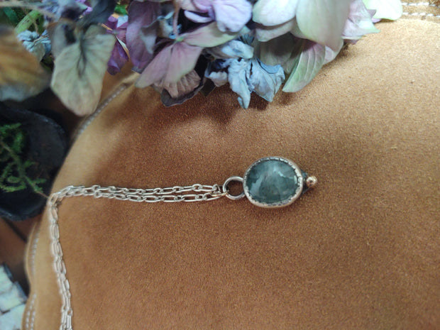 Floral Details ~ Aquamarine 18K gold & Silver Necklace - Art In Motion Jewelry & Metal Studio LLC