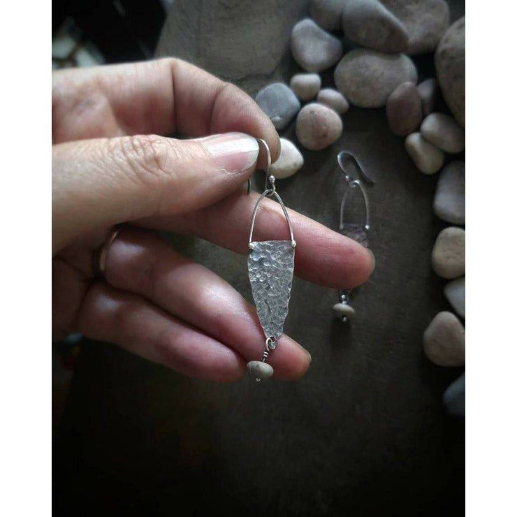 RIVERS EDGE COLLECTION - Sterling Silver & pebble Earrings - Art In Motion Jewelry & Metal Studio LLC