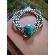 TURQUOISE CHOKER - Sterling Silver Navajo Pearl Necklace - Art In Motion Jewelry & Metal Studio LLC