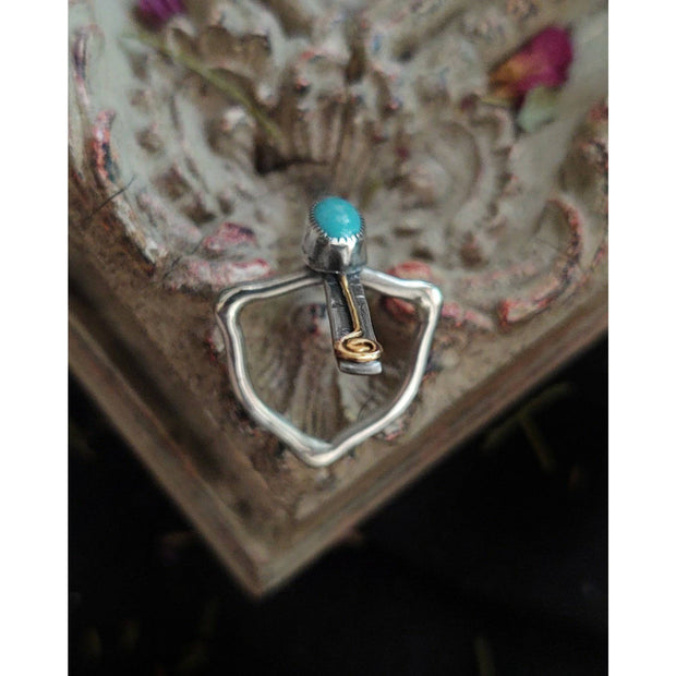 MY JOURNEY • sterling silver & yellow gold ring with turquoise - Art In Motion Jewelry & Metal Studio LLC