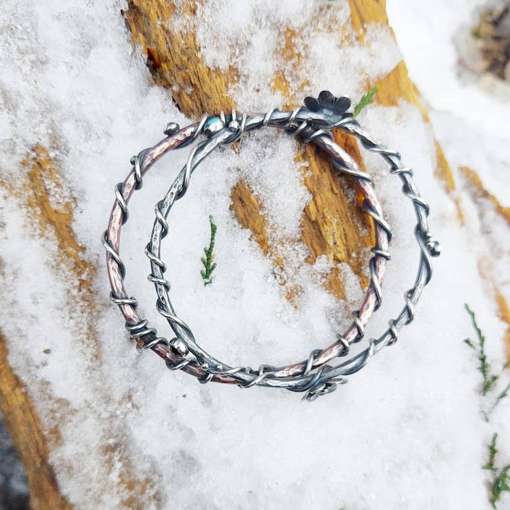 SNOW BELLS - Gemstone Pair of Bangle Bracelets - Art In Motion Jewelry & Metal Studio LLC