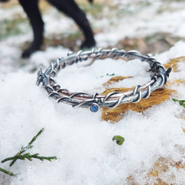SNOW BELLS - Gemstone Pair of Bangle Bracelets - Art In Motion Jewelry & Metal Studio LLC
