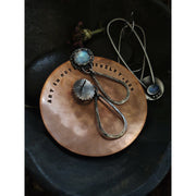 Teardrop Hoop Earrings - Moonstone and Sterling Silver - Ready to Ship - Art In Motion Jewelry & Metal Studio LLC
