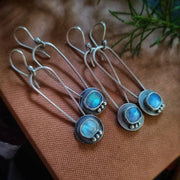 DOTTED EARRINGS - Moonstone and Sterling Silver - Ready to Ship - Art In Motion Jewelry & Metal Studio LLC