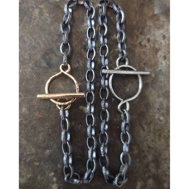 MINIMALIST COLLECTION • MIXED METAL • Chain and Toggle Bracelet - Art In Motion Jewelry & Metal Studio LLC