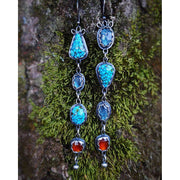 CACTUS BLOOM Long Gemstone Earrings - Sterling Silver - Art In Motion Jewelry & Metal Studio LLC