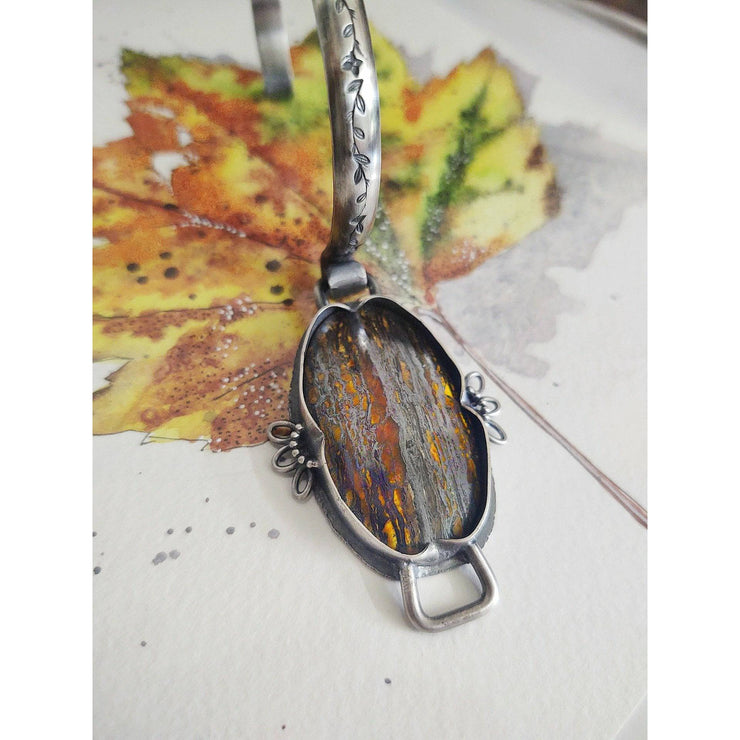 FOREST FLOWER • Gemstone Locking Cuff Bracelet - Art In Motion Jewelry & Metal Studio LLC