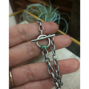 SMALL TURQUOISE TOGGLE CHAIN BRACELET - Solid Sterling Silver - Art In Motion Jewelry & Metal Studio LLC