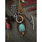 TURQUOISE CHARM TOGGLE 8" CHAIN BRACELET - Solid Sterling Silver - Art In Motion Jewelry & Metal Studio LLC