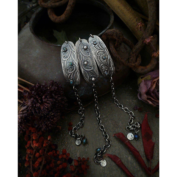FLORAL CHAIN BRACELET - Solid Sterling Silver - Gemstone Choice - Art In Motion Jewelry & Metal Studio LLC