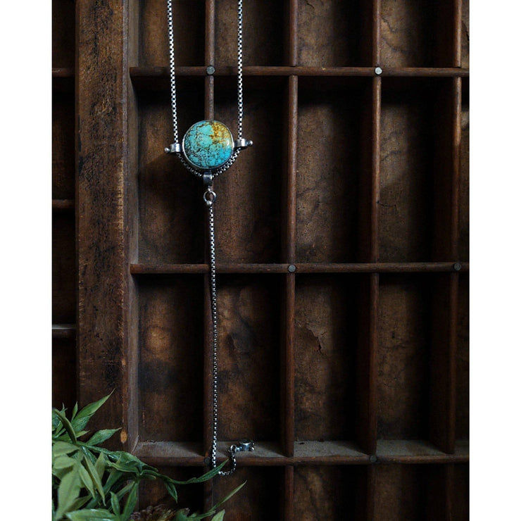EMERY - SHOWCASED "Y" DESIGN - Turquoise Necklace - Art In Motion Jewelry & Metal Studio LLC