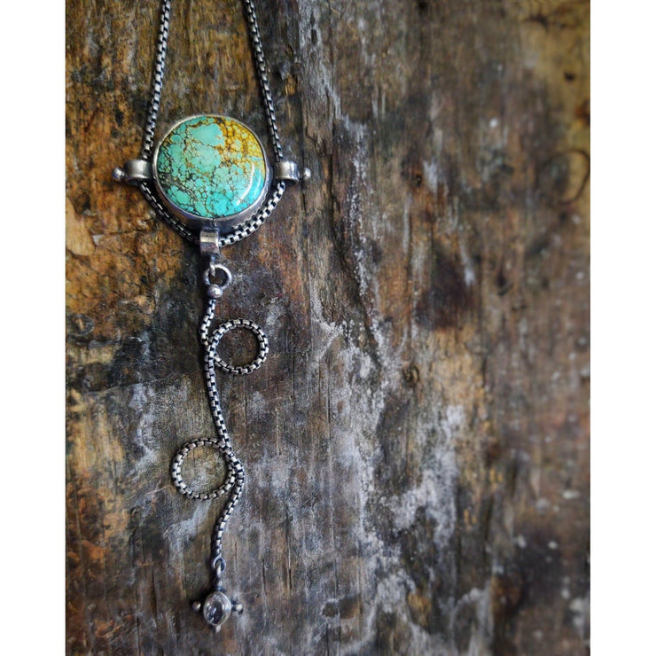 EMERY - SHOWCASED "Y" DESIGN - Turquoise Necklace - Art In Motion Jewelry & Metal Studio LLC