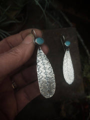 TURQUOISE DANGLE EARRINGS - Stamped Sterling Silver - Art In Motion Jewelry & Metal Studio LLC