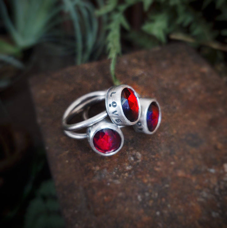 LOVE - Garnet Ring - Art In Motion Jewelry & Metal Studio LLC
