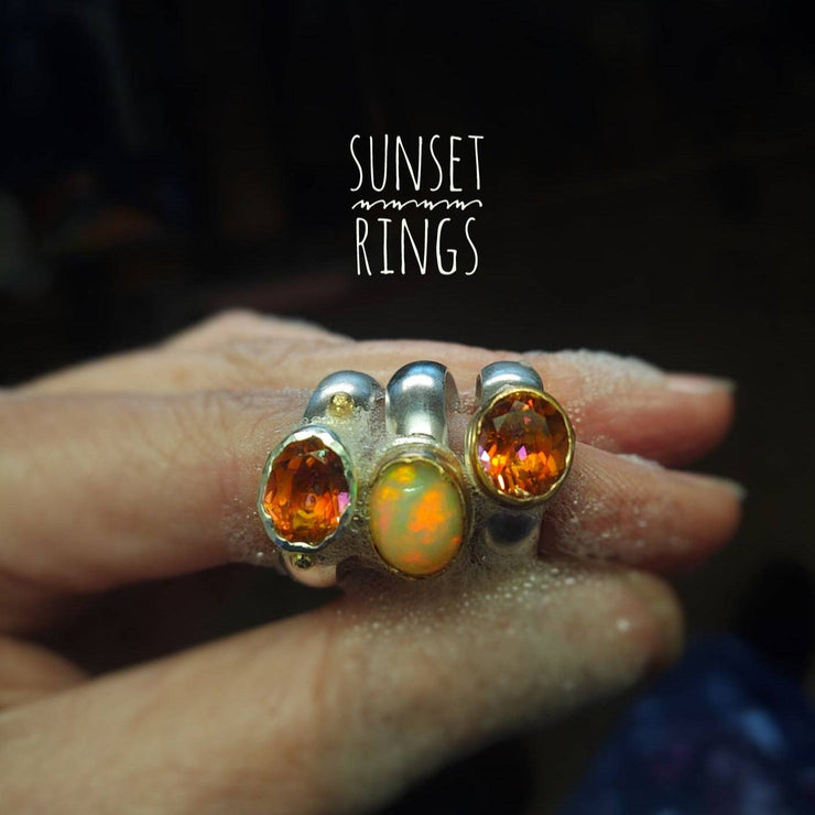 SUNSET RING - Anastasia Topaz or Opal -14K Gold & Silver - Art In Motion Jewelry & Metal Studio LLC