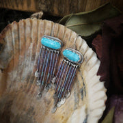 TURQUOISE & BEADED FRINGE - Earrings - Moroccan Dreams Collection - Art In Motion Jewelry & Metal Studio LLC