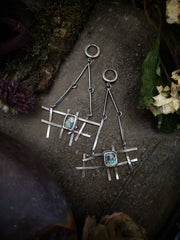PICKET FENCE - Kyanite Dangle Earrings - Sterling Silver - Art In Motion Jewelry & Metal Studio LLC