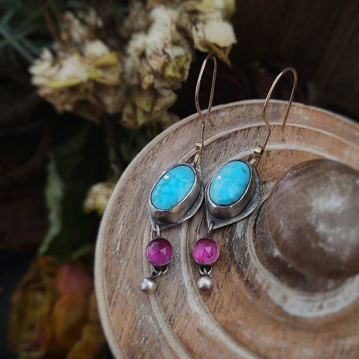 TURQUOISE & TOURMALINE - Earrings - Moroccan Dreams Collection - Art In Motion Jewelry & Metal Studio LLC