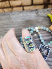 TURQUOISE WIDE BAND - STATEMENT RING - Brutalist Design - Art In Motion Jewelry & Metal Studio LLC