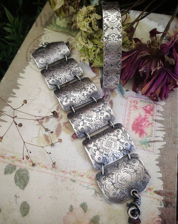 BOHEMIAN PUZZLE - Wide Adjustable Bracelet - Made To Order - Art In Motion Jewelry & Metal Studio LLC