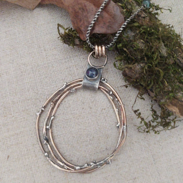 Full Circle - Organic Bronze & Silver Artisan Pendant - Art In Motion Jewelry & Metal Studio LLC