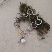 Organic Bronze & Silver - Handmade Chain Bracelet - Art In Motion Jewelry & Metal Studio LLC