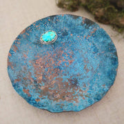 TURQUOISE TRINKET DISH - Rustic Copper Dish - Art In Motion Jewelry & Metal Studio LLC