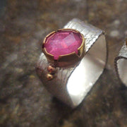 SQUARE IS THE NEW BLACK - RUBELLITE STATEMENT RING - Art In Motion Jewelry & Metal Studio LLC