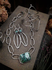 BAMBOO MOUNTAIN TURQUOISE - Handmade Chain Choker Necklace - Art In Motion Jewelry & Metal Studio LLC