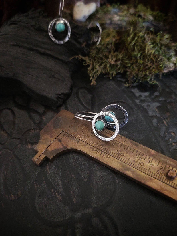 SANDRA Earrings - Turquoise - Sterling Silver - Art In Motion Jewelry & Metal Studio LLC