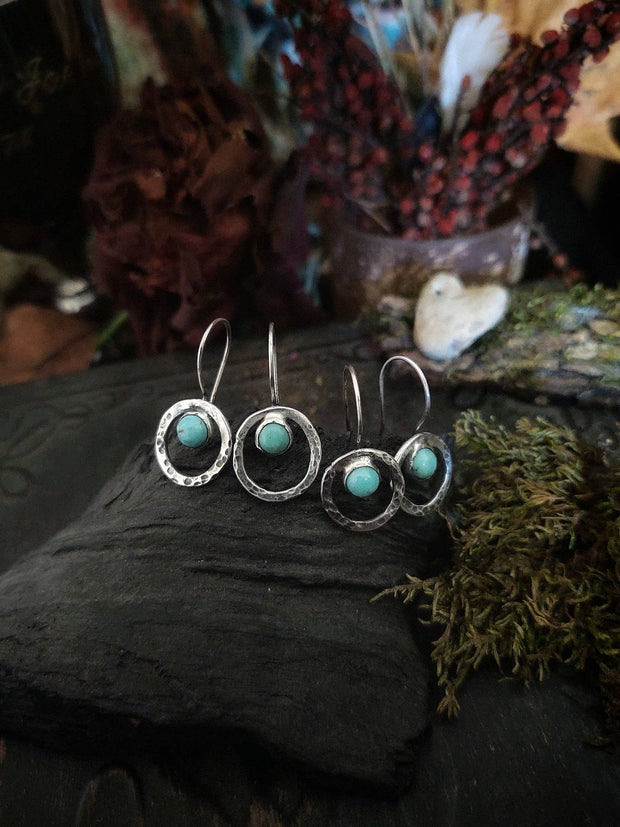 SANDRA Earrings - Turquoise - Sterling Silver - Art In Motion Jewelry & Metal Studio LLC