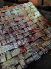 WOVEN ENAMELED TRINKET DISH - Rustic Copper Dish - Art In Motion Jewelry & Metal Studio LLC