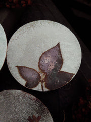 THREE LEAF ENAMELED TRINKET DISH - Rustic Copper Dish - Art In Motion Jewelry & Metal Studio LLC