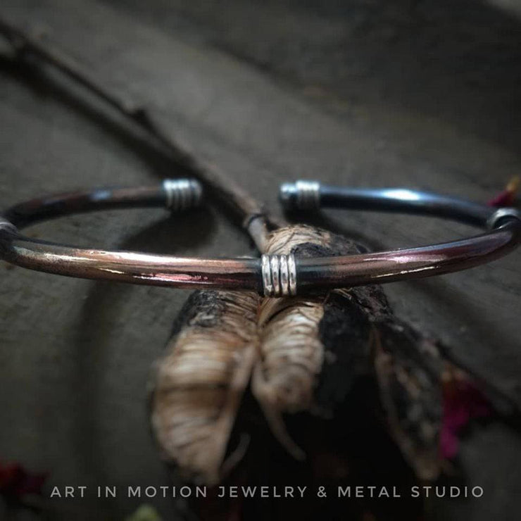WARRIOR II - Men's Thick Cuff, Rustic Bracelet - Art In Motion Jewelry & Metal Studio LLC