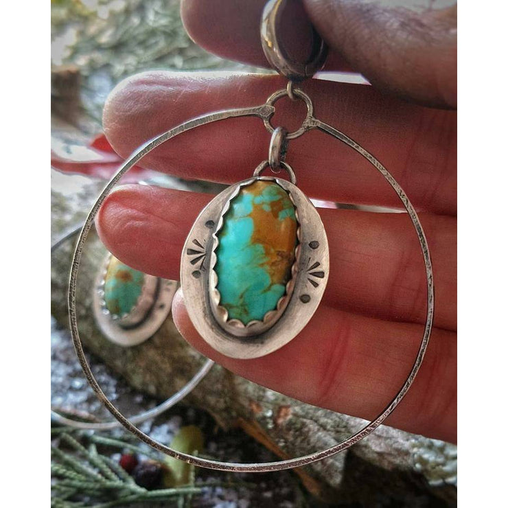 SOUTHWEST - Hoop Earring with Turquoise - Made to Order - Art In Motion Jewelry & Metal Studio LLC