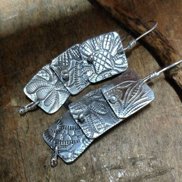 FLORA EARRING - Sterling Silver Kinetic Floral Earrings - Art In Motion Jewelry & Metal Studio LLC