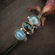 BLUE & GREEN ICE - DIAMOND STATEMENT RING -14K Gold & Silver - Art In Motion Jewelry & Metal Studio LLC