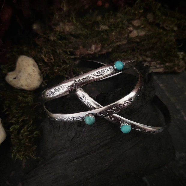 FEATHER • Turquoise Cuff Bracelet • Sterling Silver - Art In Motion Jewelry & Metal Studio LLC